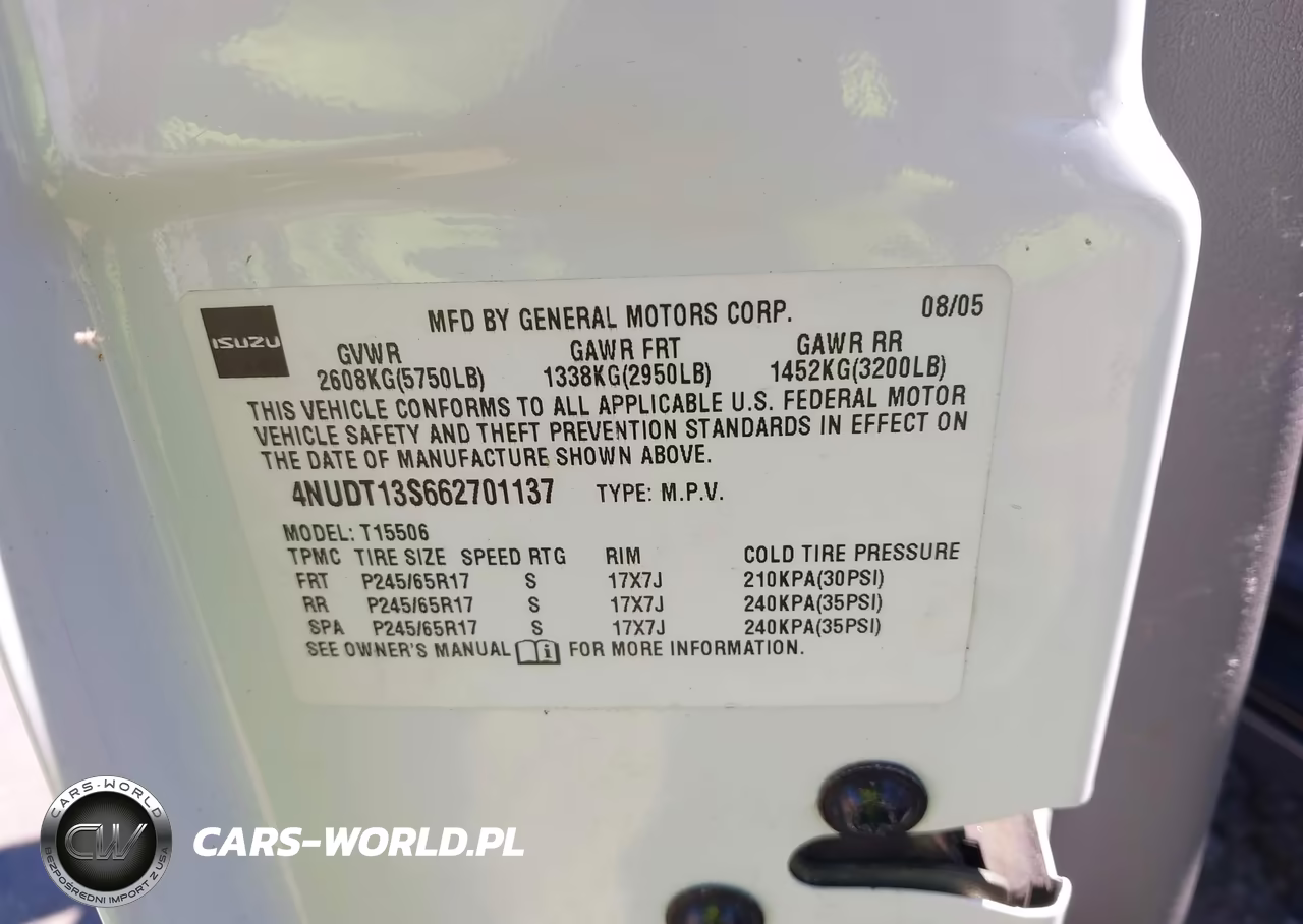 2006 Isuzu Ascender S VIN:4NUDT13S662701137 - 9