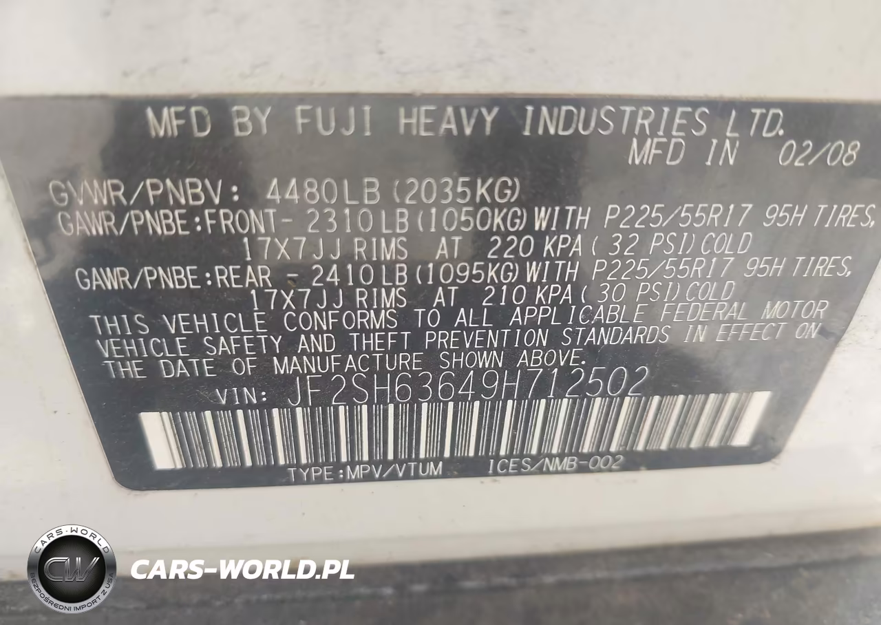 2009 Subaru Forester 2.5X VIN:JF2SH63649H712502 - 9