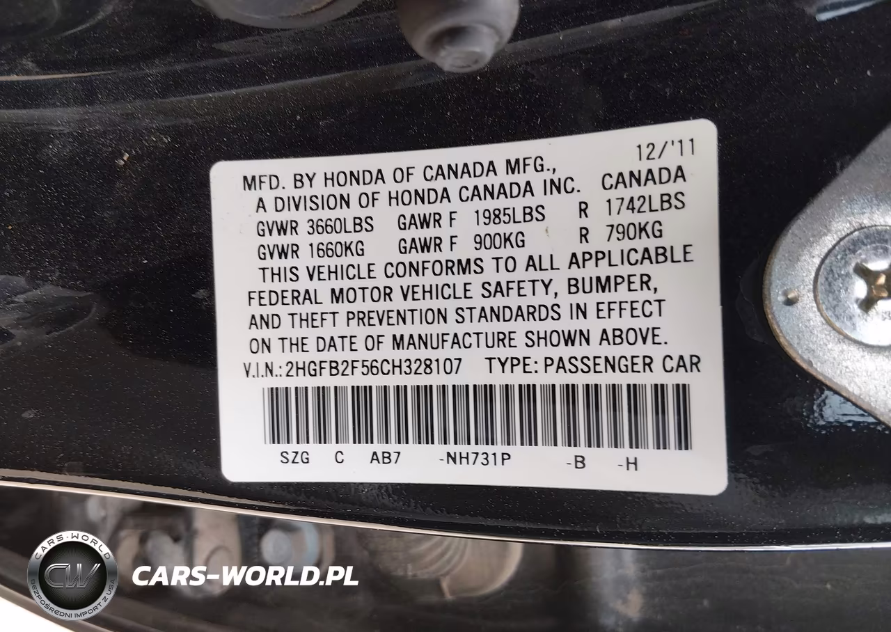 2012 Honda Civic Lx VIN:2HGFB2F56CH328107 - 9
