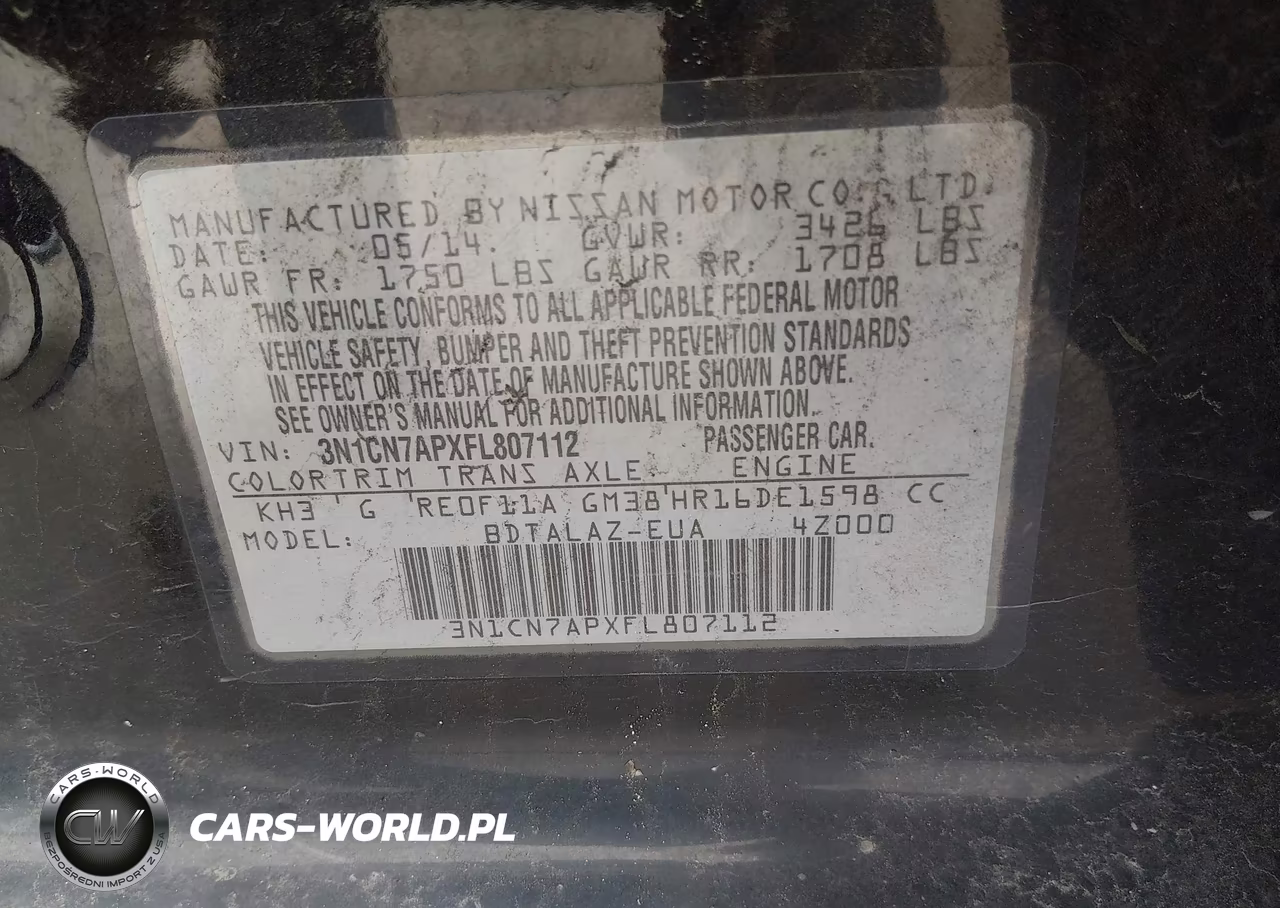 2015 Nissan Versa 1.6 S+ VIN:3N1CN7APXFL807112 - 9
