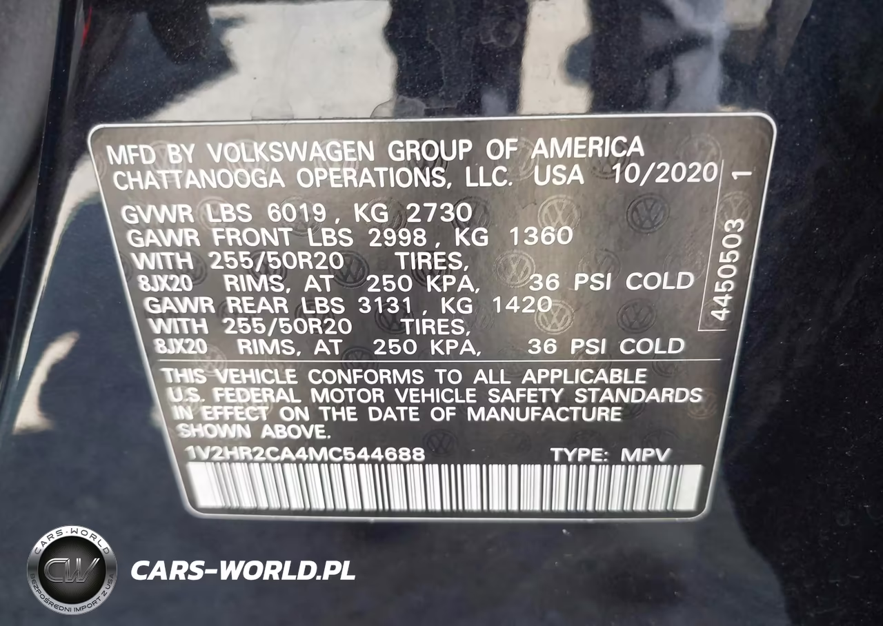2021 Volkswagen Atlas 3.6L V6 Se W-Technology VIN:1V2HR2CA4MC544688 - 9