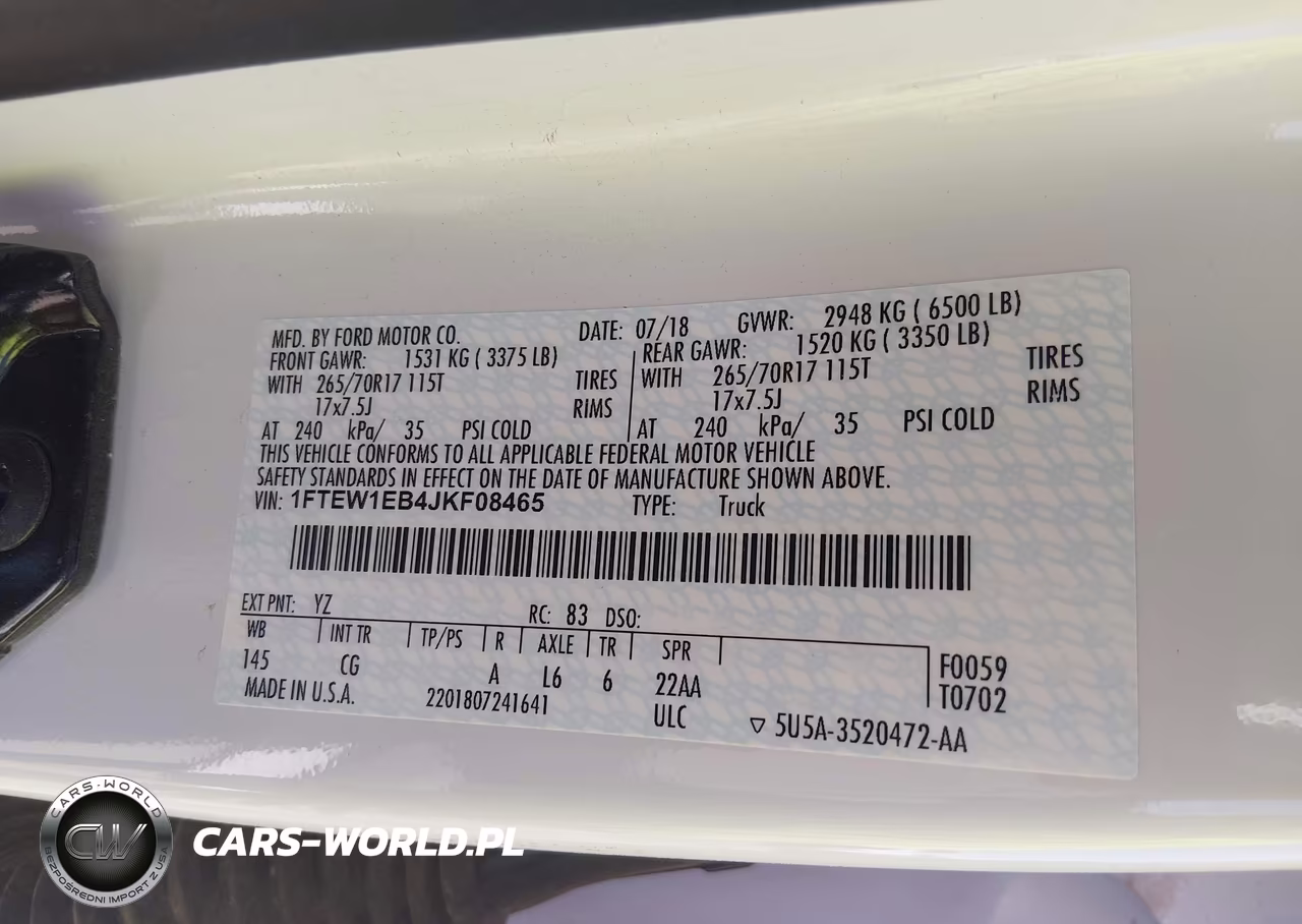 2018 Ford F-150 Xl VIN:1FTEW1EB4JKF08465 - 9