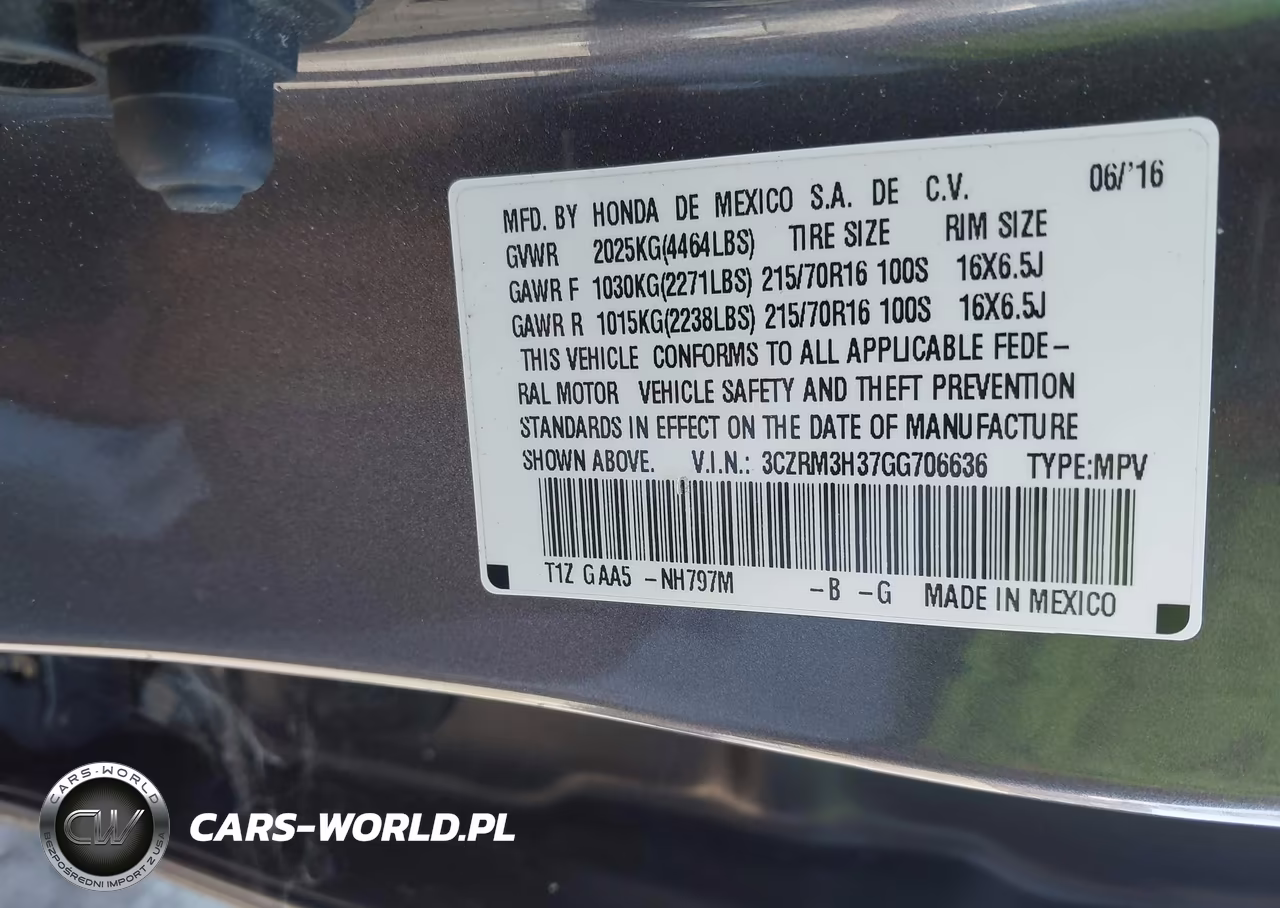 2016 Honda Cr-V Lx VIN:3CZRM3H37GG706636 - 9