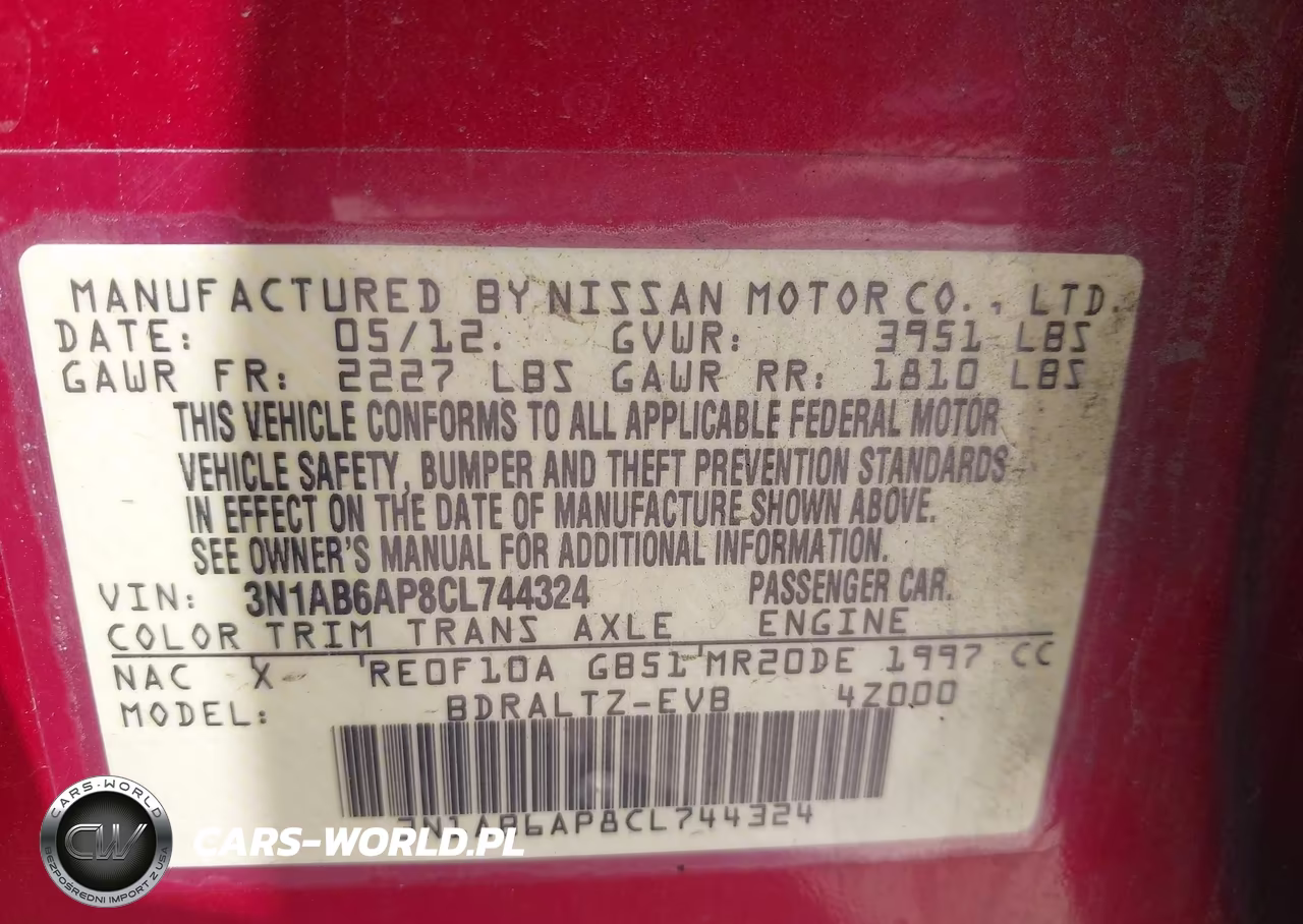 2012 Nissan Sentra 2.0 S VIN:3N1AB6AP8CL744324 - 9
