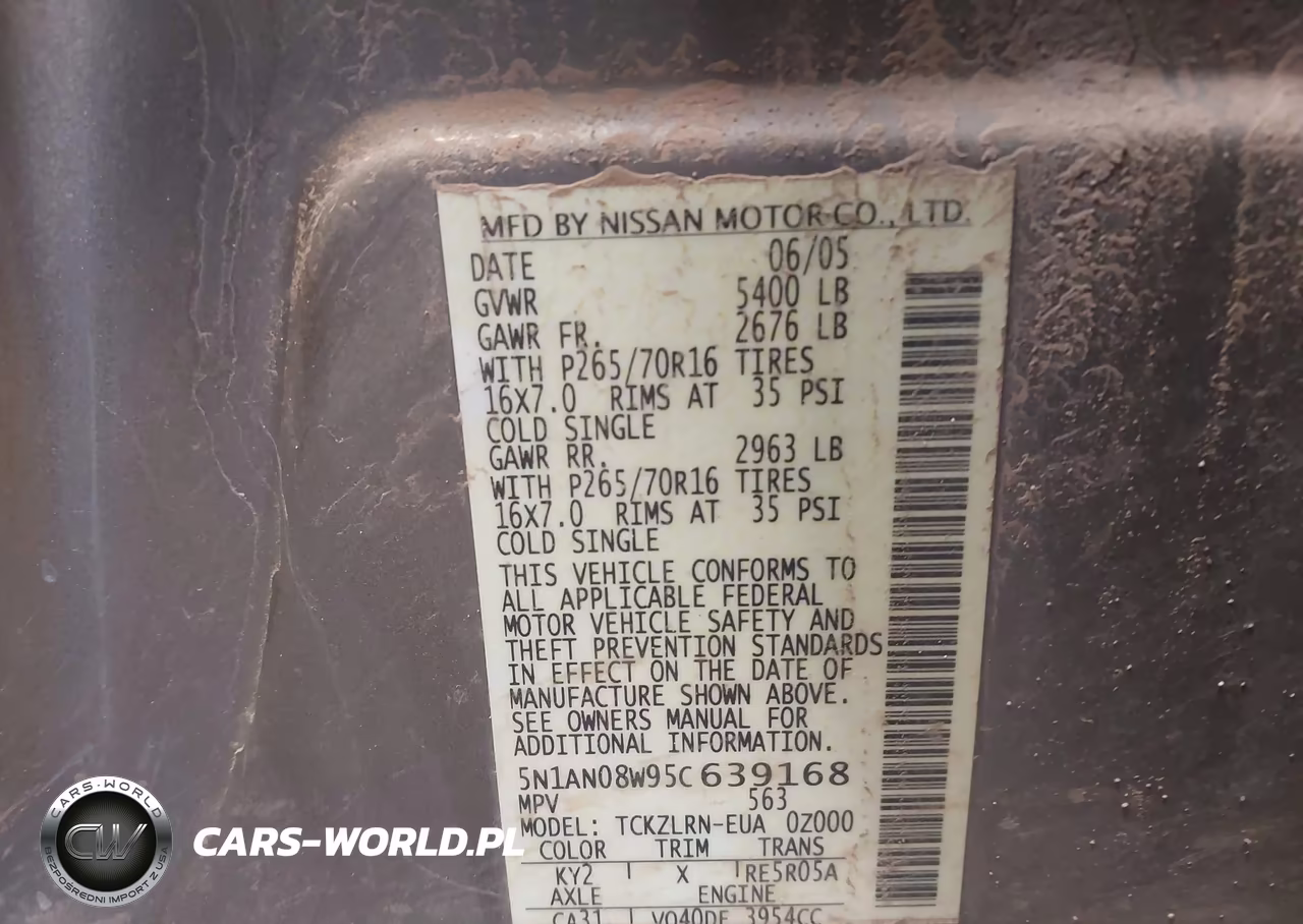 2005 Nissan Xterra S VIN:5N1AN08W95C639168 - 9