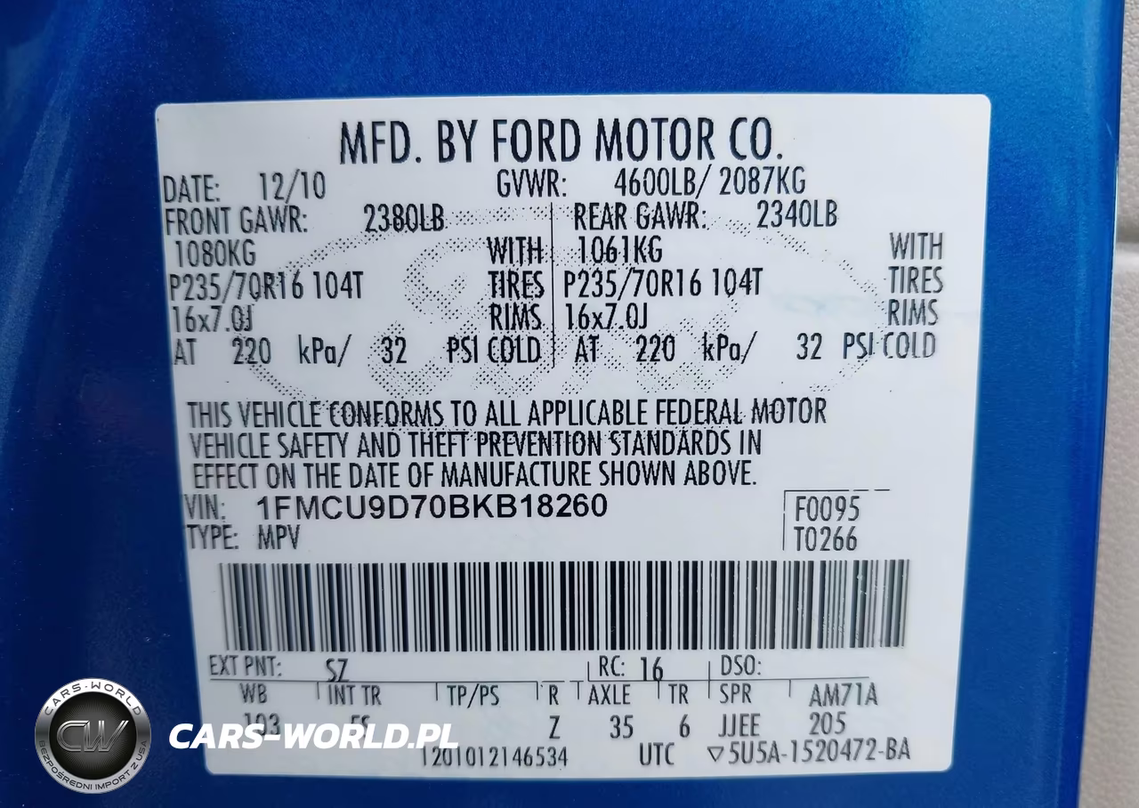 2011 Ford Escape Xlt VIN:1FMCU9D70BKB18260 - 9