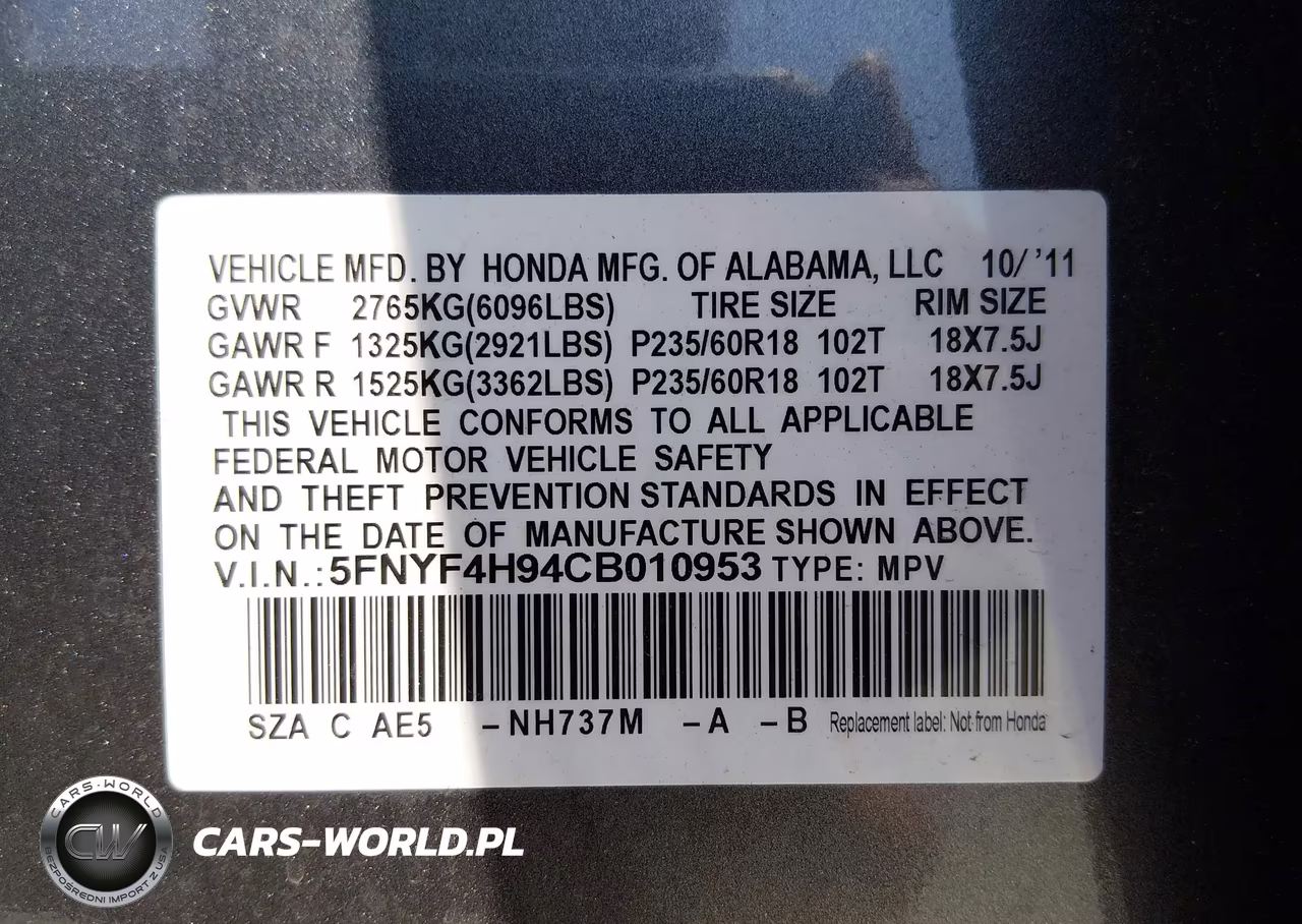 2012 Honda Pilot Touring VIN:5FNYF4H94CB010953 - 9
