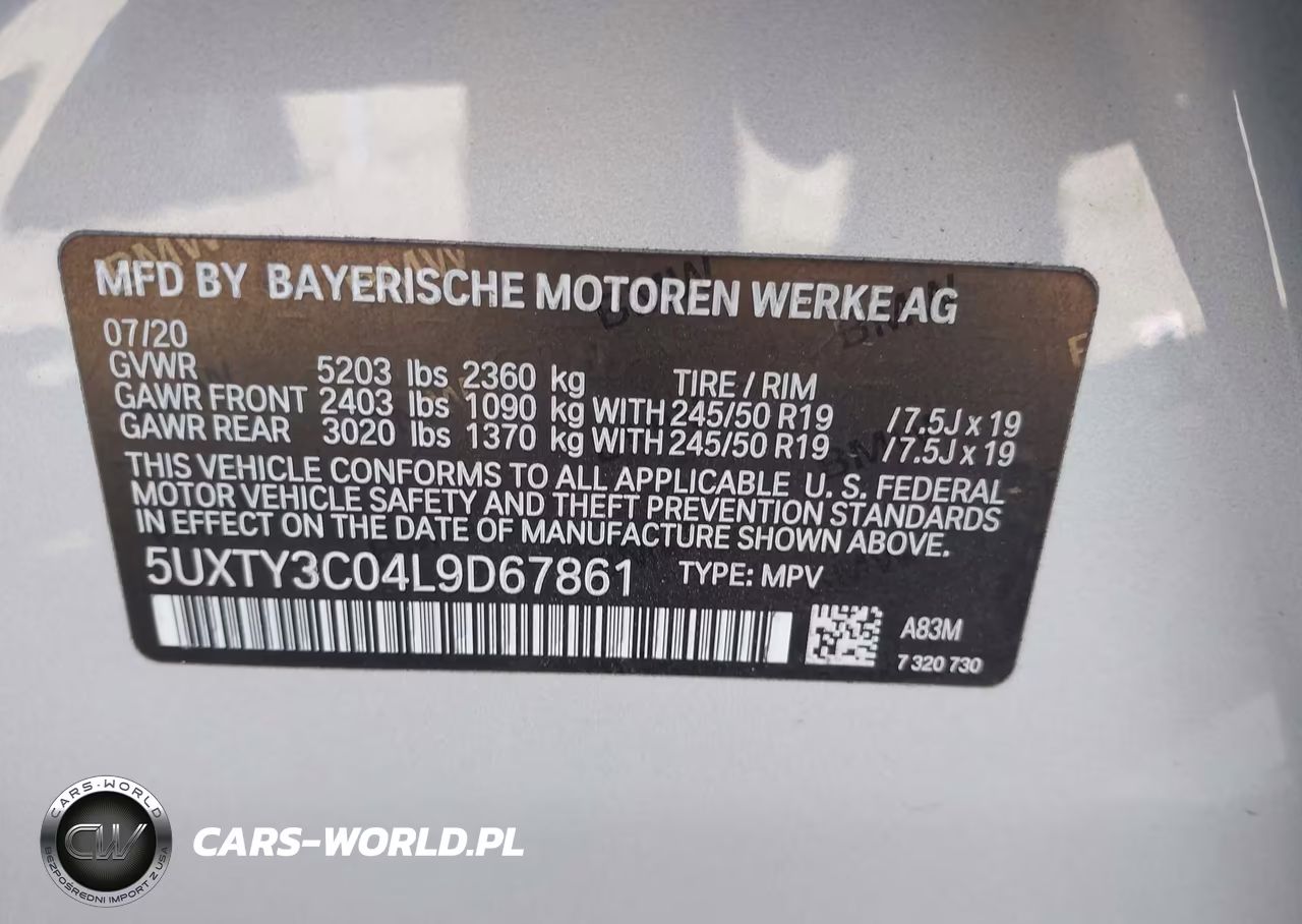 2020 BMW X3 Sdrive30I VIN:5UXTY3C04L9D67861 - 9