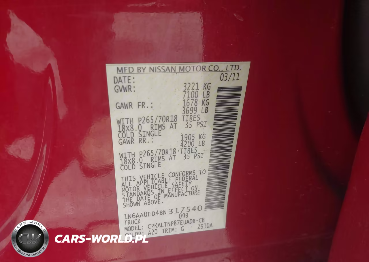 2011 Nissan Titan Sv VIN:1N6AA0ED4BN317540 - 9