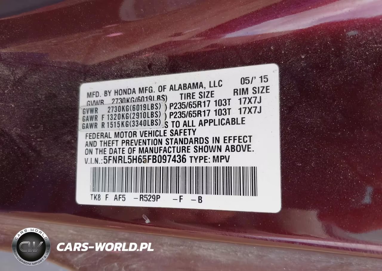 2015 Honda Odyssey Ex-L VIN:5FNRL5H65FB097436 - 9