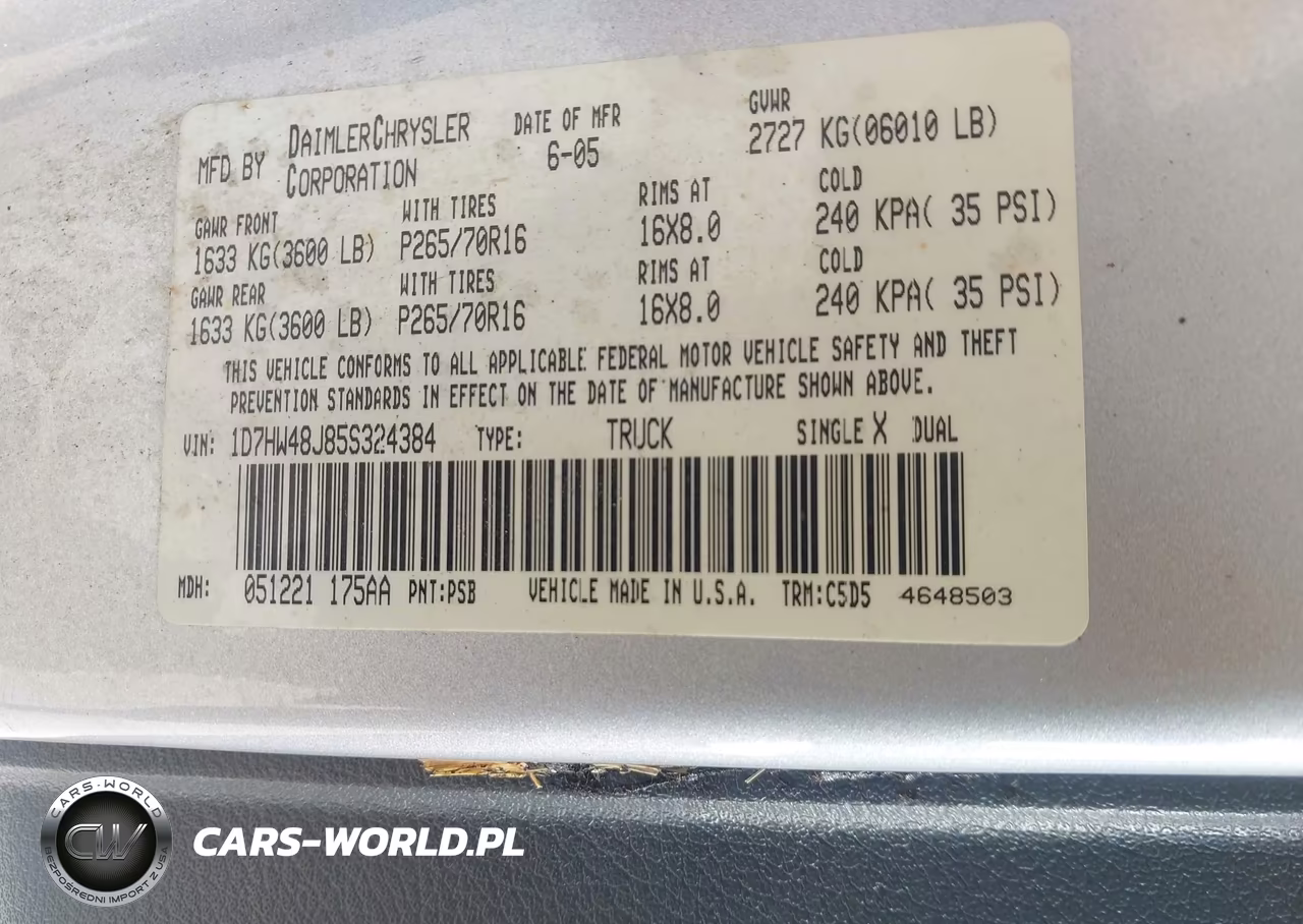 2005 Dodge Dakota Slt VIN:1D7HW48J85S324384 - 9