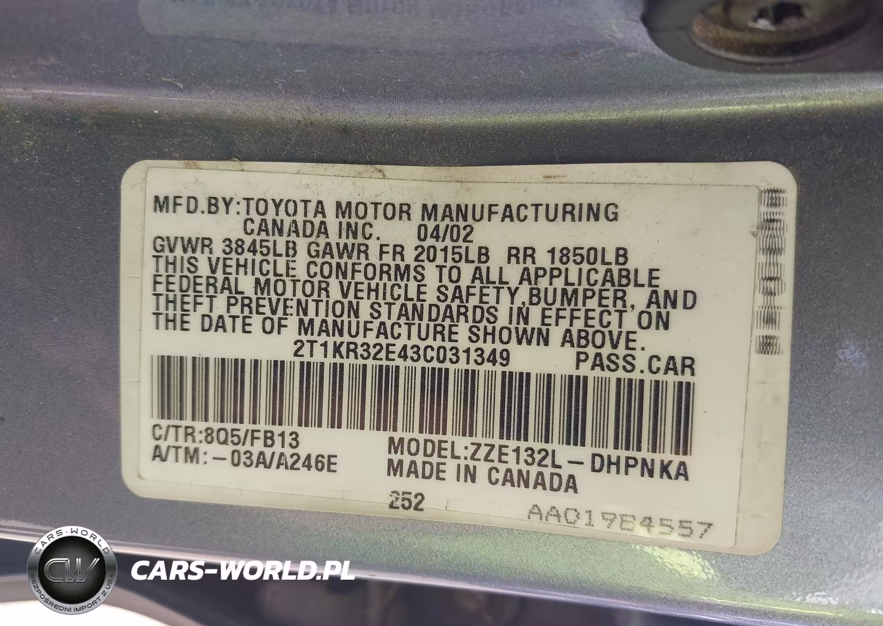 2003 Toyota Matrix Xr VIN:2T1KR32E43C031349 - 9