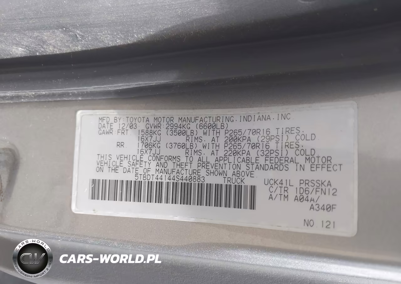 2004 Toyota Tundra Sr5 V8 VIN:5TBDT44144S440883 - 9
