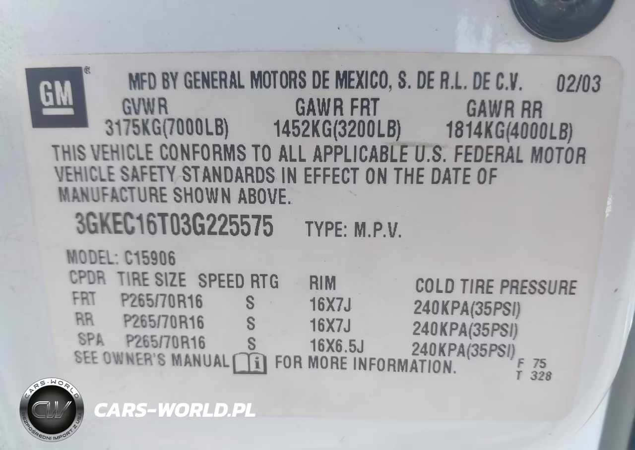 2003 GMC Yukon Xl 1500 Sle VIN:3GKEC16T03G225575 - 9