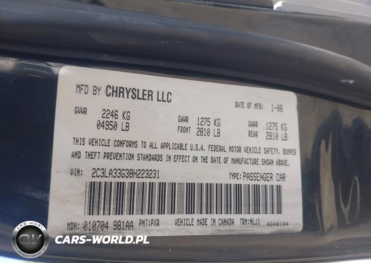 2008 Chrysler 300 Limited VIN:2C3LA33G38H223231 - 9