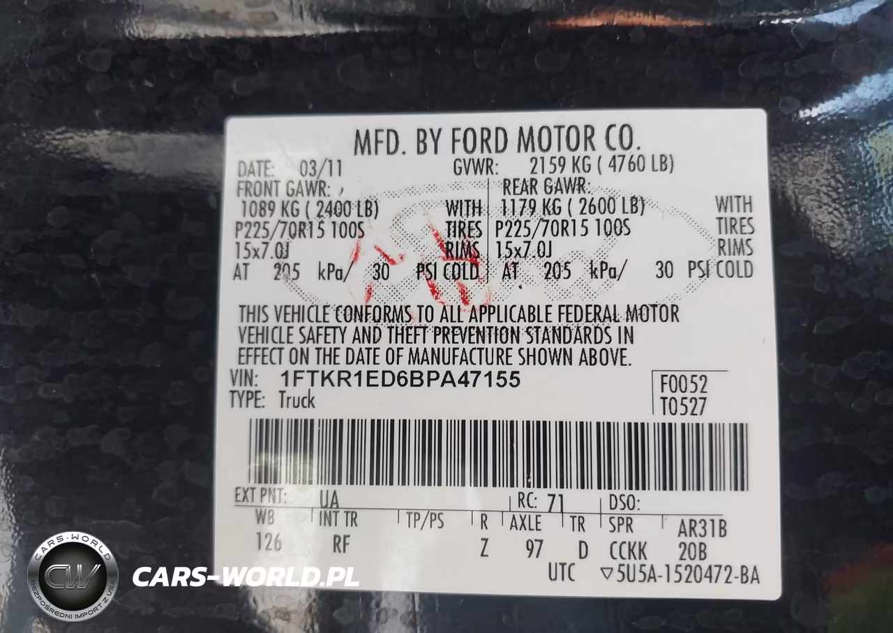 2011 Ford Ranger Xl-Xlt VIN:1FTKR1ED6BPA47155 - 9