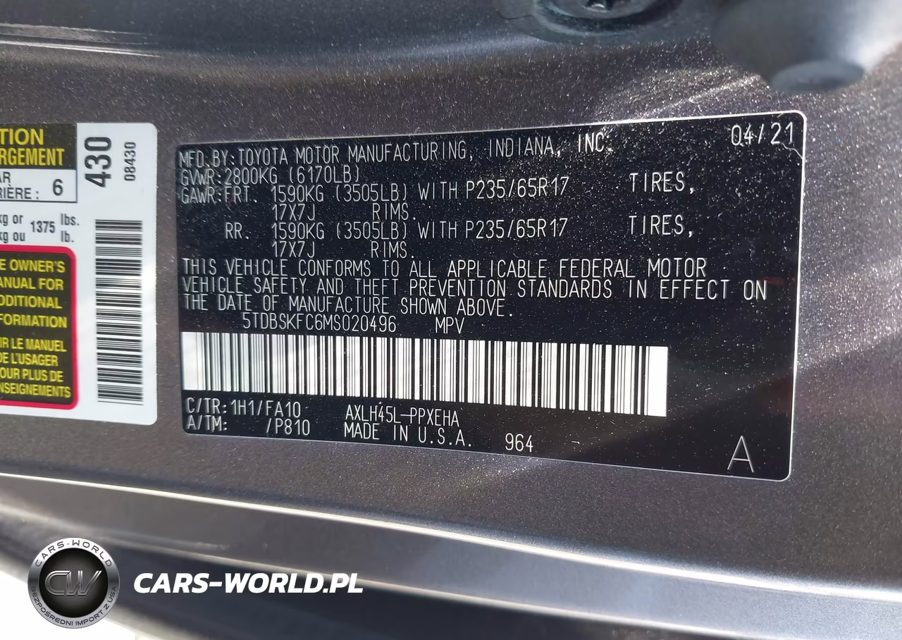 2021 Toyota Sienna Le VIN:5TDBSKFC6MS020496 - 9