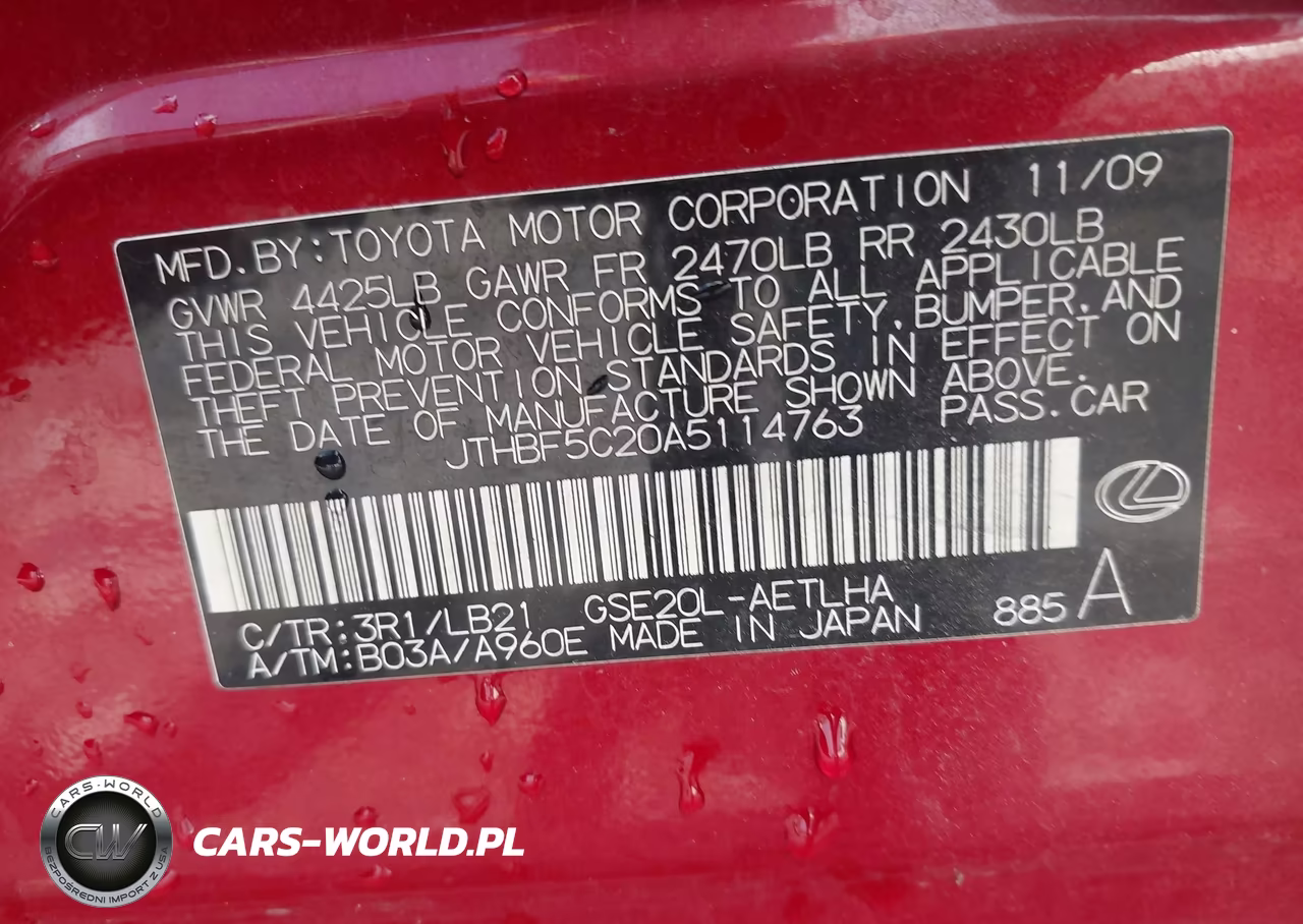 2010 Lexus Is 250 VIN:JTHBF5C20A5114763 - 9