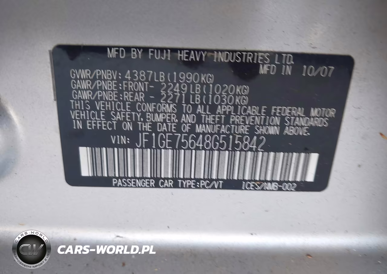 2008 Subaru Impreza (Ny-Nj) Wrx W-Premium Pkg VIN:JF1GE75648G515842 - 9