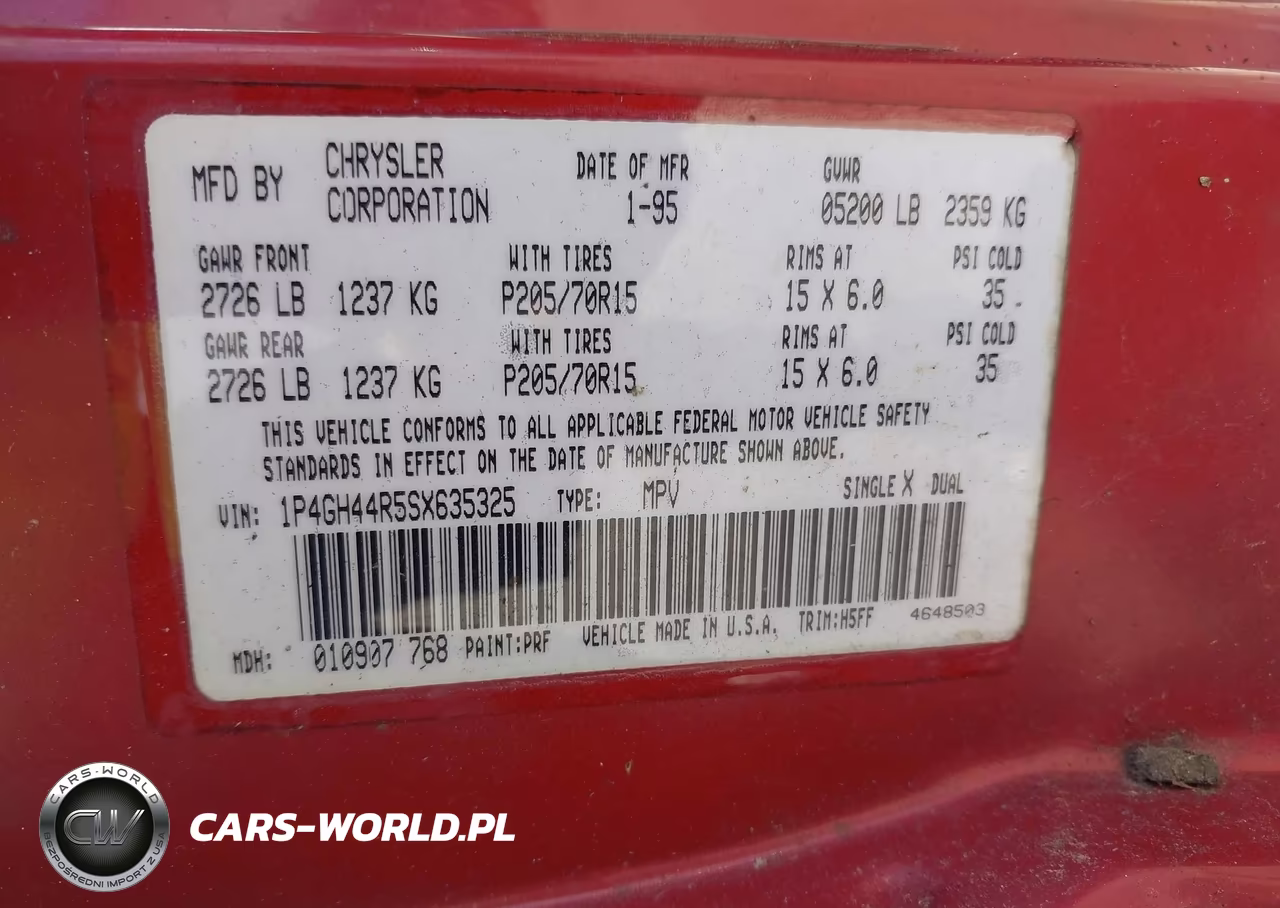 1995 Plymouth Grand Voyager Se VIN:1P4GH44R5SX635325 - 9