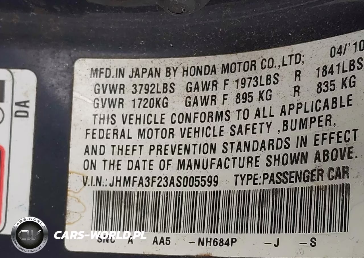 2010 Honda Civic Hybrid VIN:JHMFA3F23AS005599 - 9