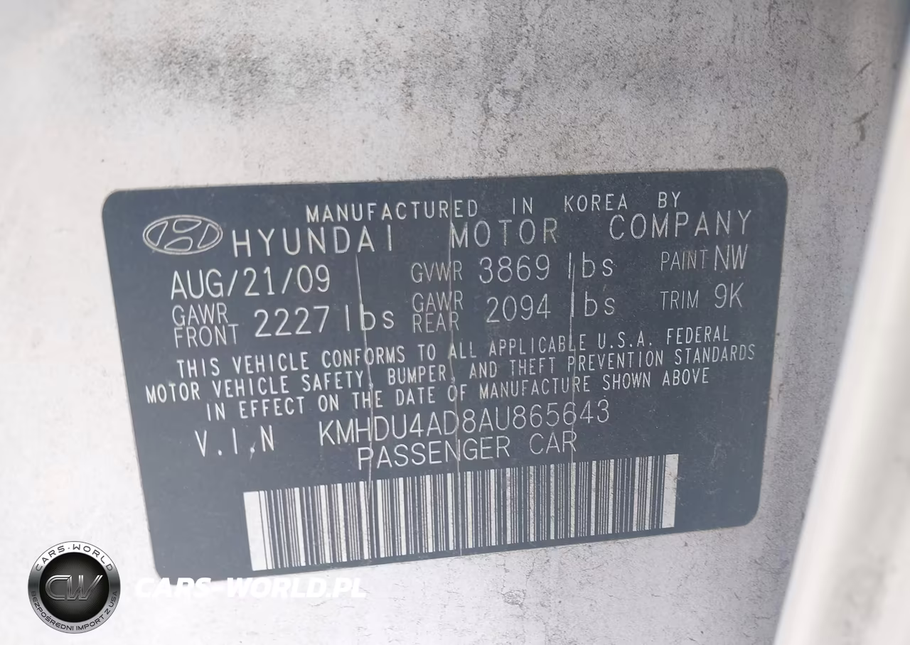 2010 Hyundai Elantra Gls VIN:KMHDU4AD8AU865643 - 9