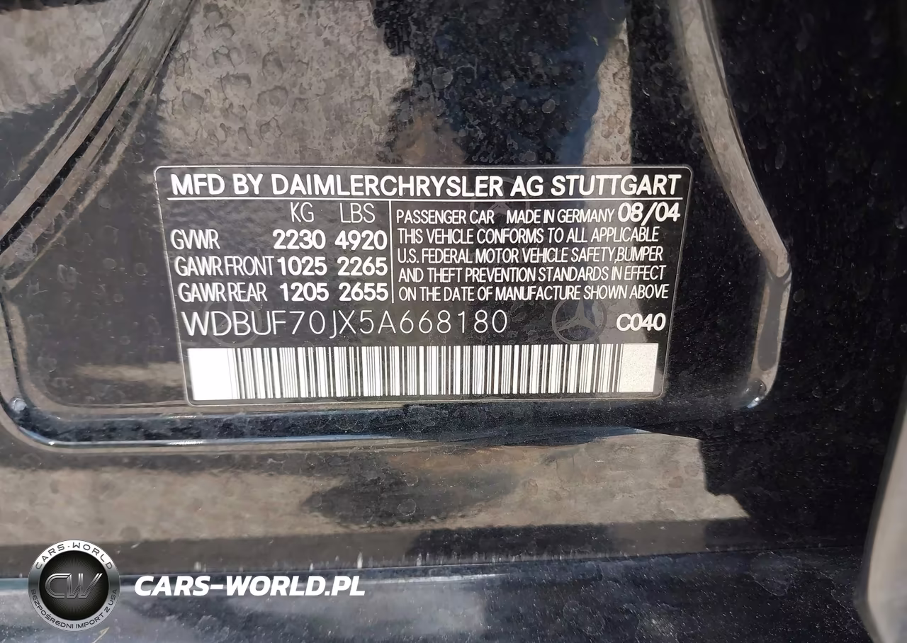 2005 Mercedes-Benz E 500 VIN:WDBUF70JX5A668180 - 9