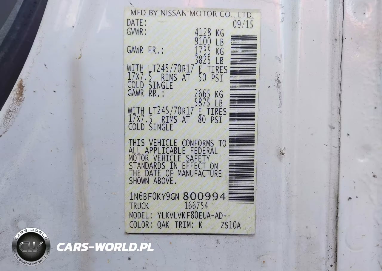 2016 Nissan Nv Cargo Nv2500 Hd Sl V6 VIN:1N6BF0KY9GN800994 - 9