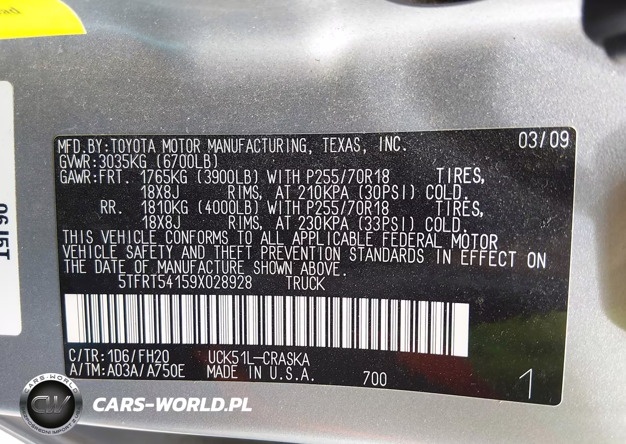 2009 Toyota Tundra Grade 4.7L V8 VIN:5TFRT54159X028928 - 9