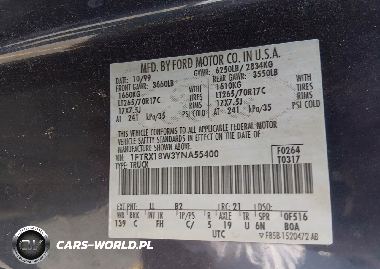 2000 Ford F-150 Lariat-Work Series-Xl-Xlt VIN:1FTRX18W3YNA55400 - 9