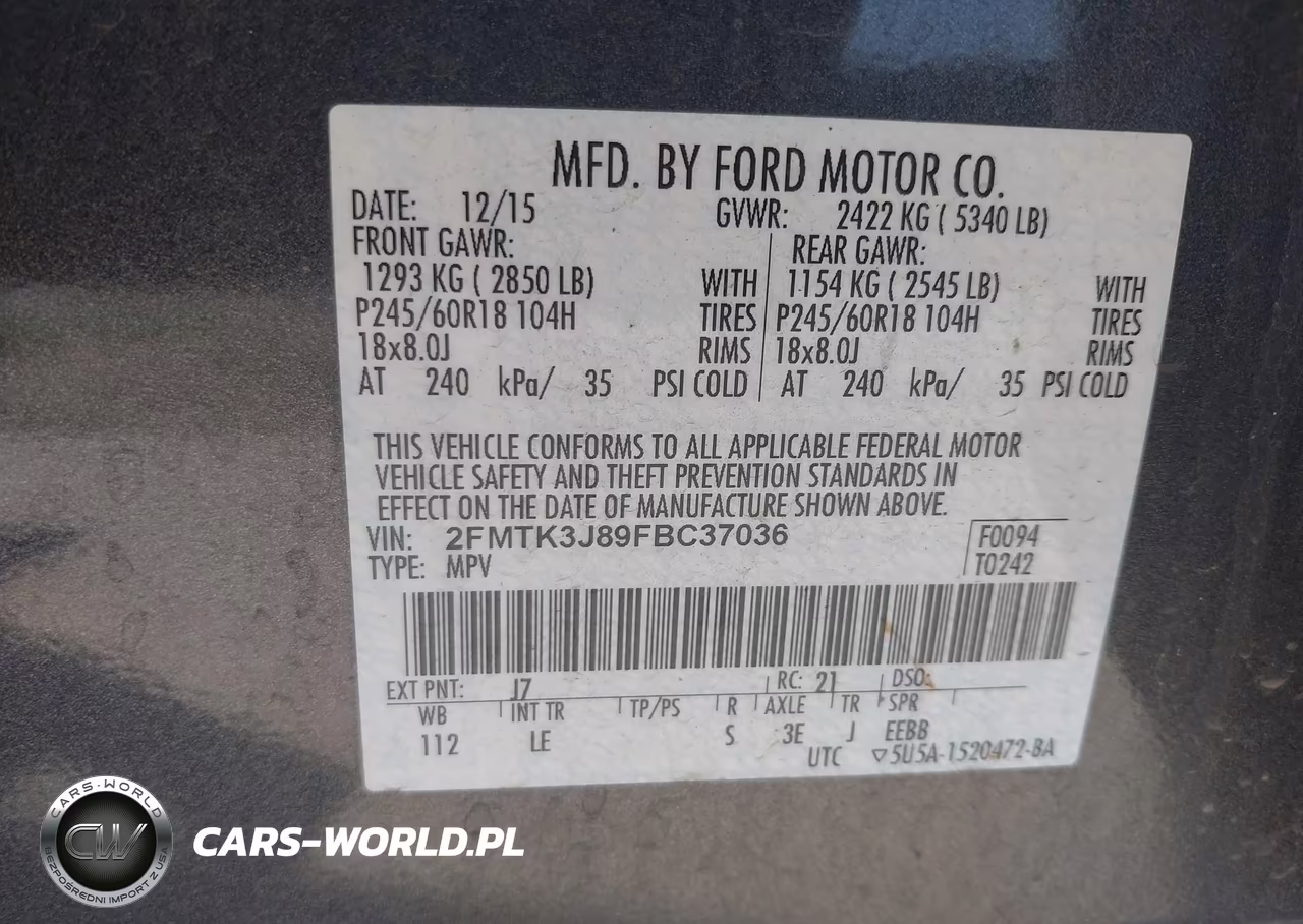 2015 Ford Edge Sel VIN:2FMTK3J89FBC37036 - 9