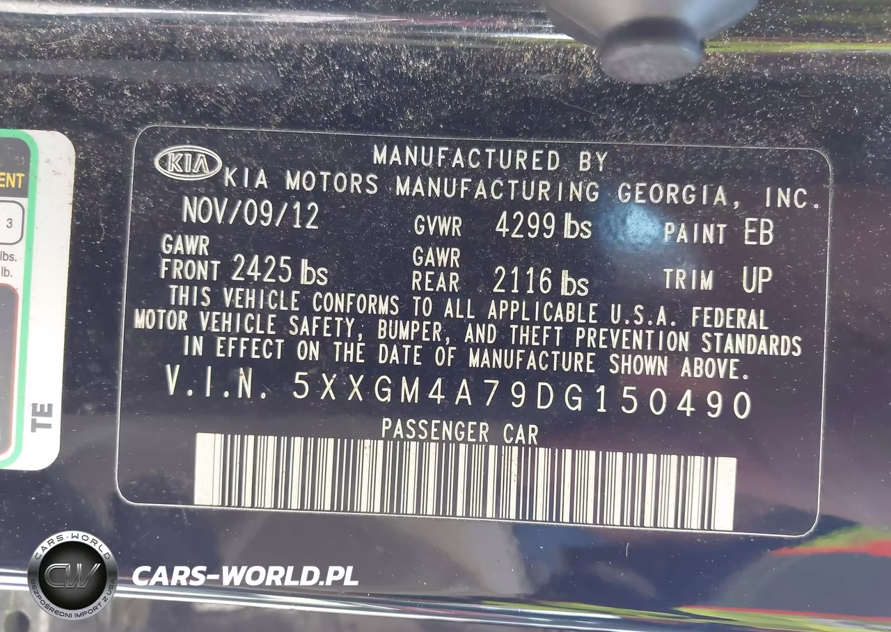2013 Kia Optima Lx VIN:5XXGM4A79DG150490 - 9