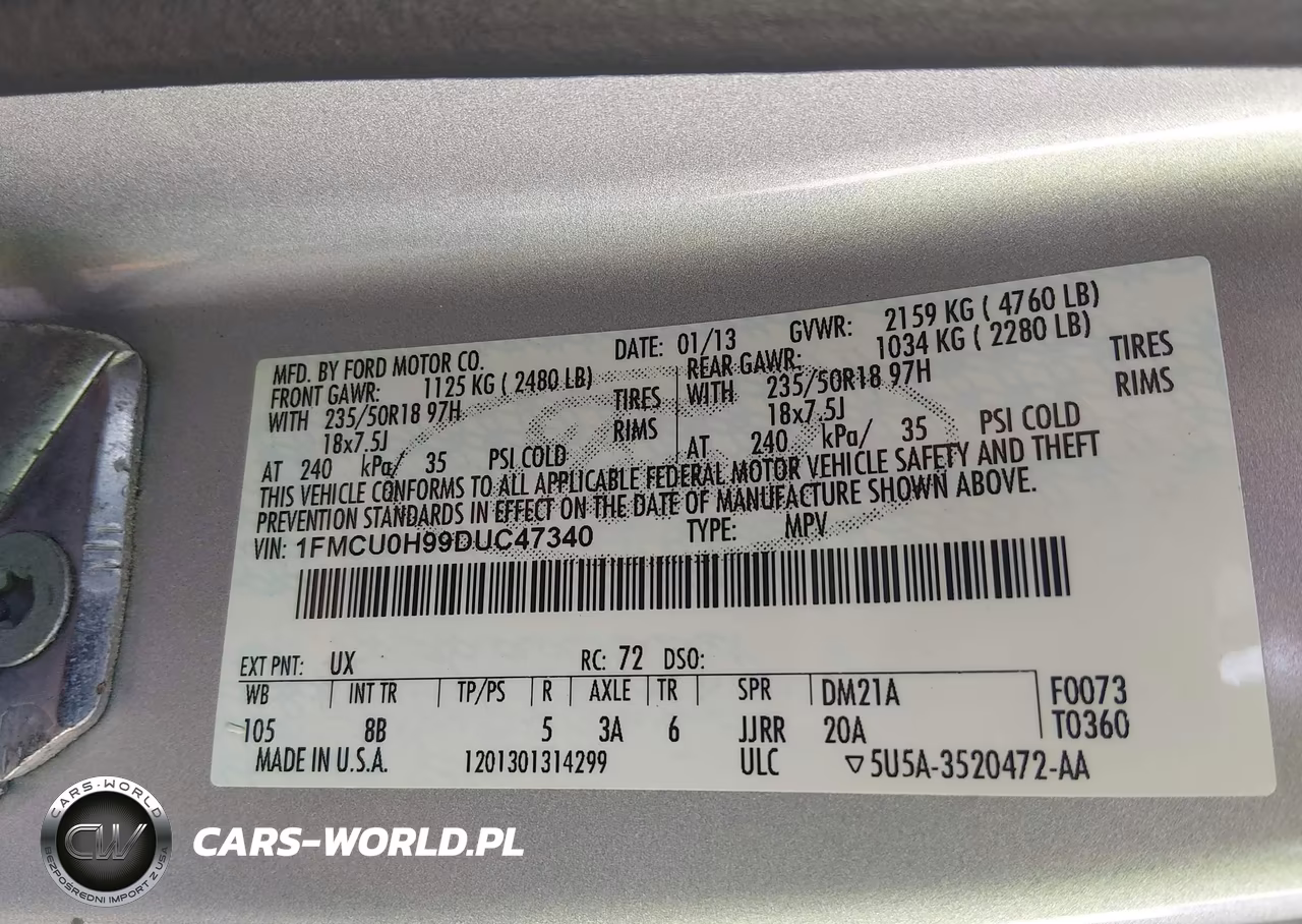 2013 Ford Escape Sel VIN:1FMCU0H99DUC47340 - 9