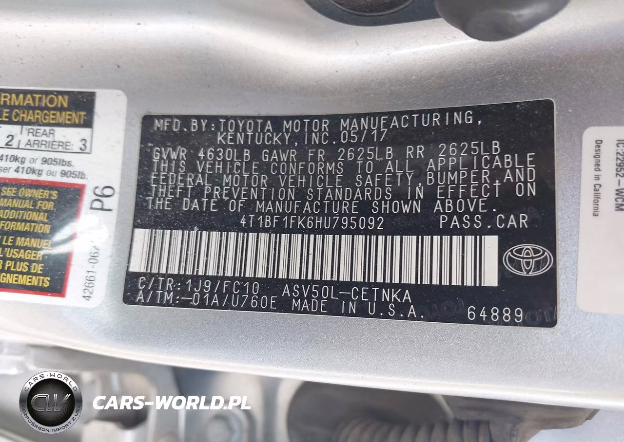 2017 Toyota Camry Le VIN:4T1BF1FK6HU795092 - 9
