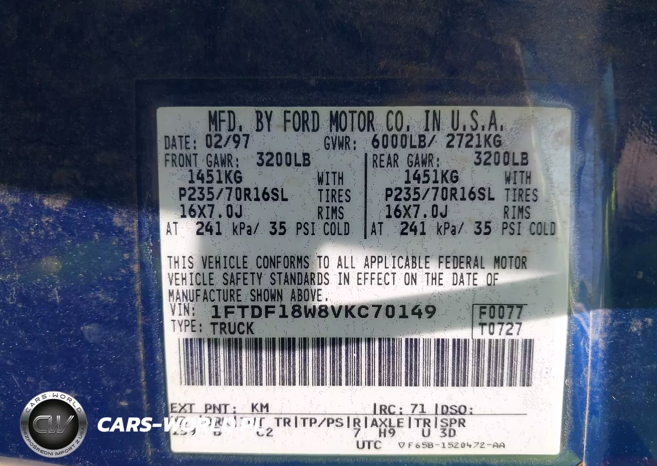 1997 Ford F-150 Standard Lariat-Standard-Xl-Xlt VIN:1FTDF18W8VKC70149 - 9