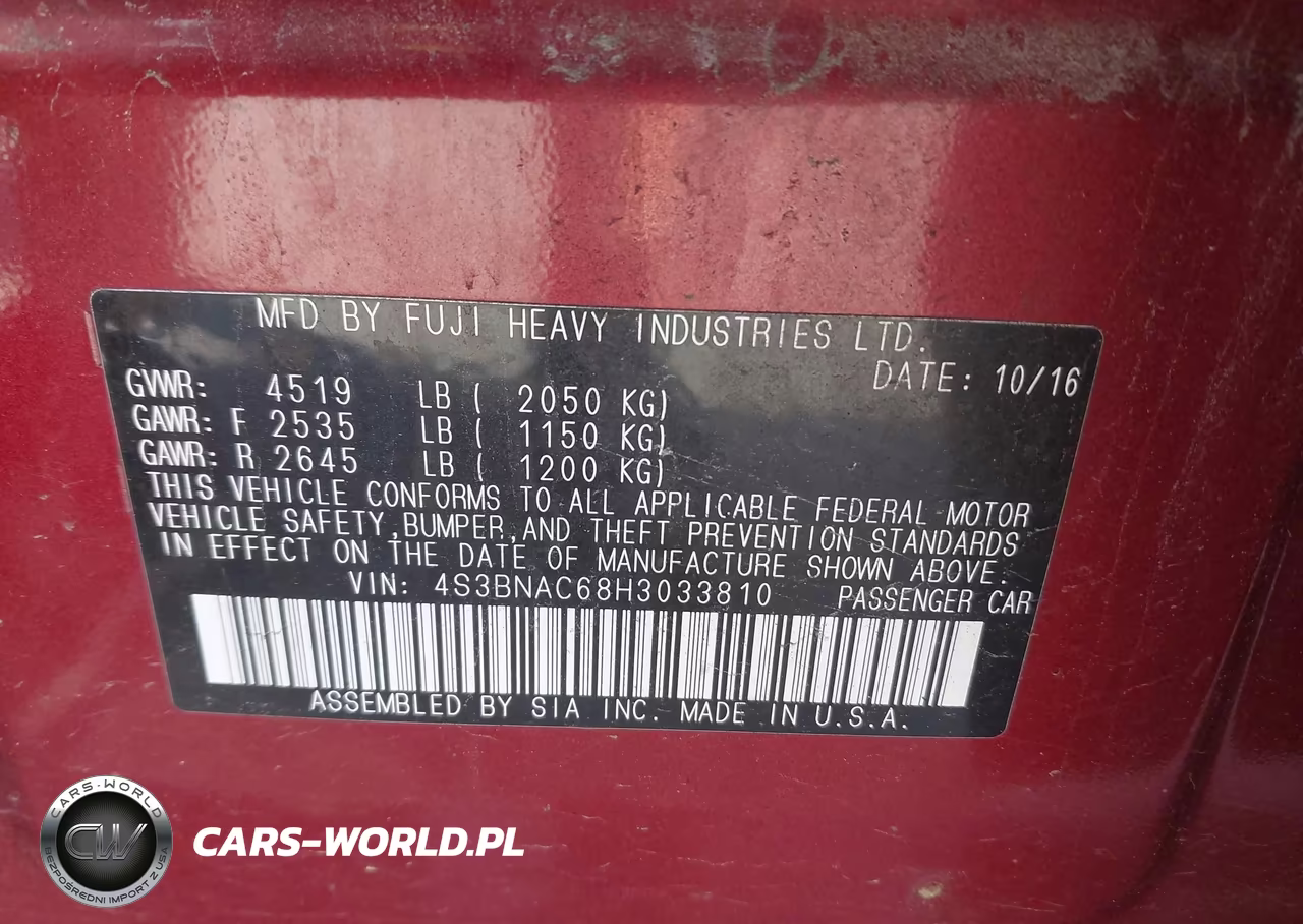 2017 Subaru Legacy 2.5I Premium VIN:4S3BNAC68H3033810 - 9