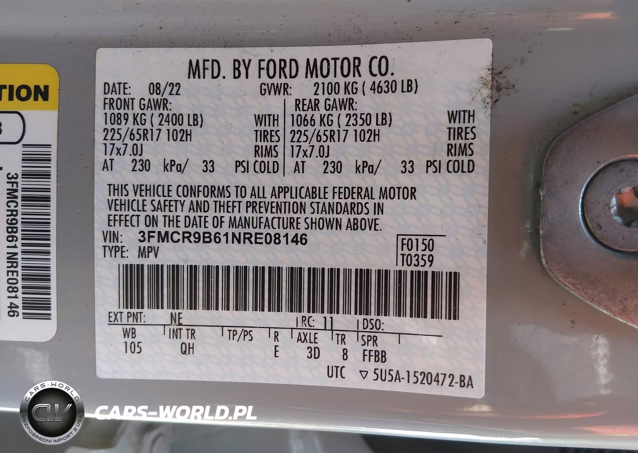 2022 Ford Bronco Sport Big Bend VIN:3FMCR9B61NRE08146 - 9
