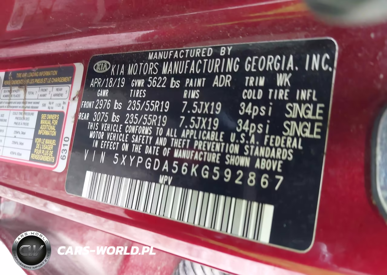 2019 Kia Sorento 3.3L S VIN:5XYPGDA56KG592867 - 9