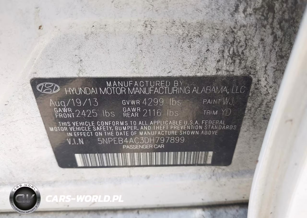 2013 Hyundai Sonata Gls VIN:5NPEB4AC3DH797899 - 9