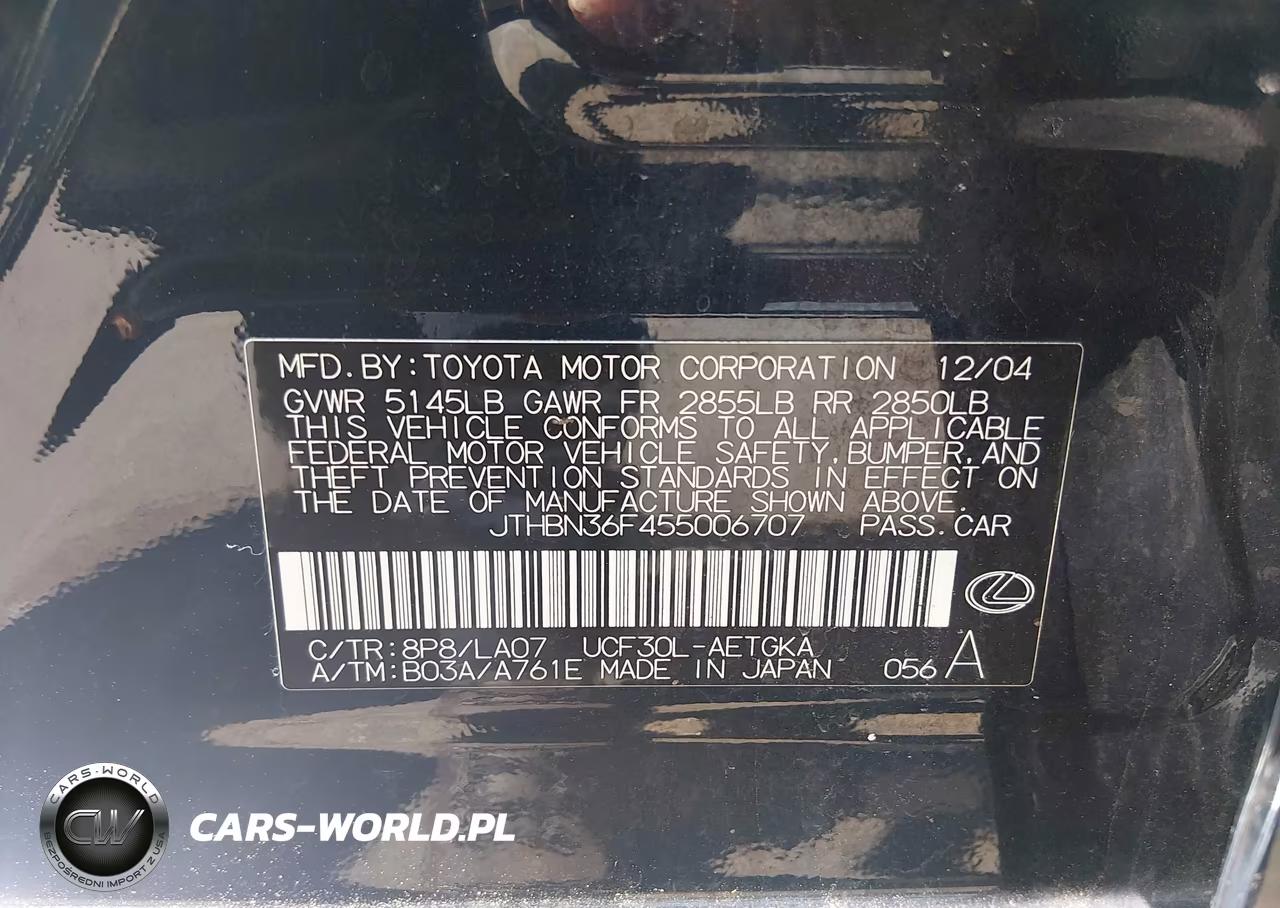 2005 Lexus Ls 430 VIN:JTHBN36F455006707 - 9