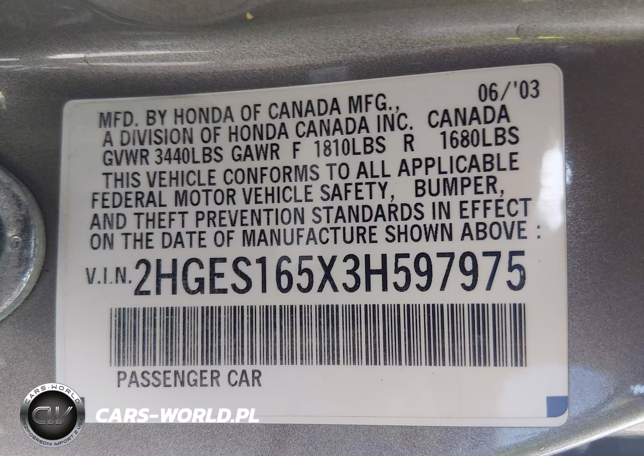 2003 Honda Civic Lx VIN:2HGES165X3H597975 - 9