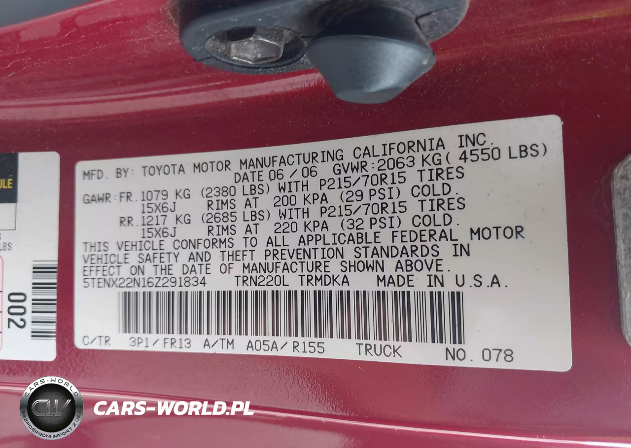 2006 Toyota Tacoma VIN:5TENX22N16Z291834 - 9