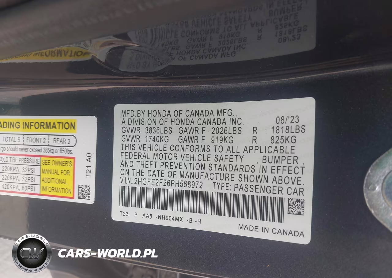 2023 Honda Civic Lx VIN:2HGFE2F26PH568972 - 9