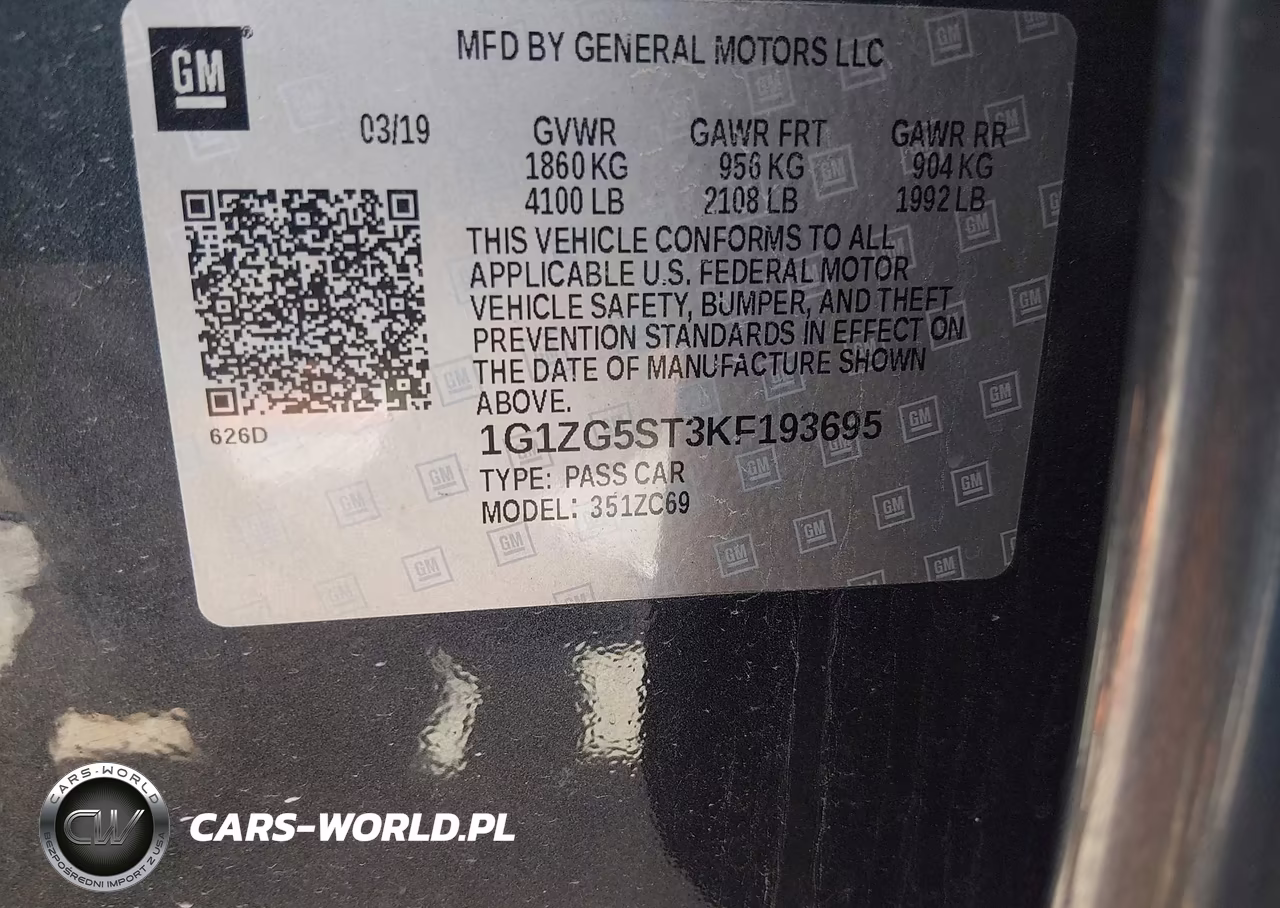 2019 Chevrolet Malibu Rs VIN:1G1ZG5ST3KF193695 - 9