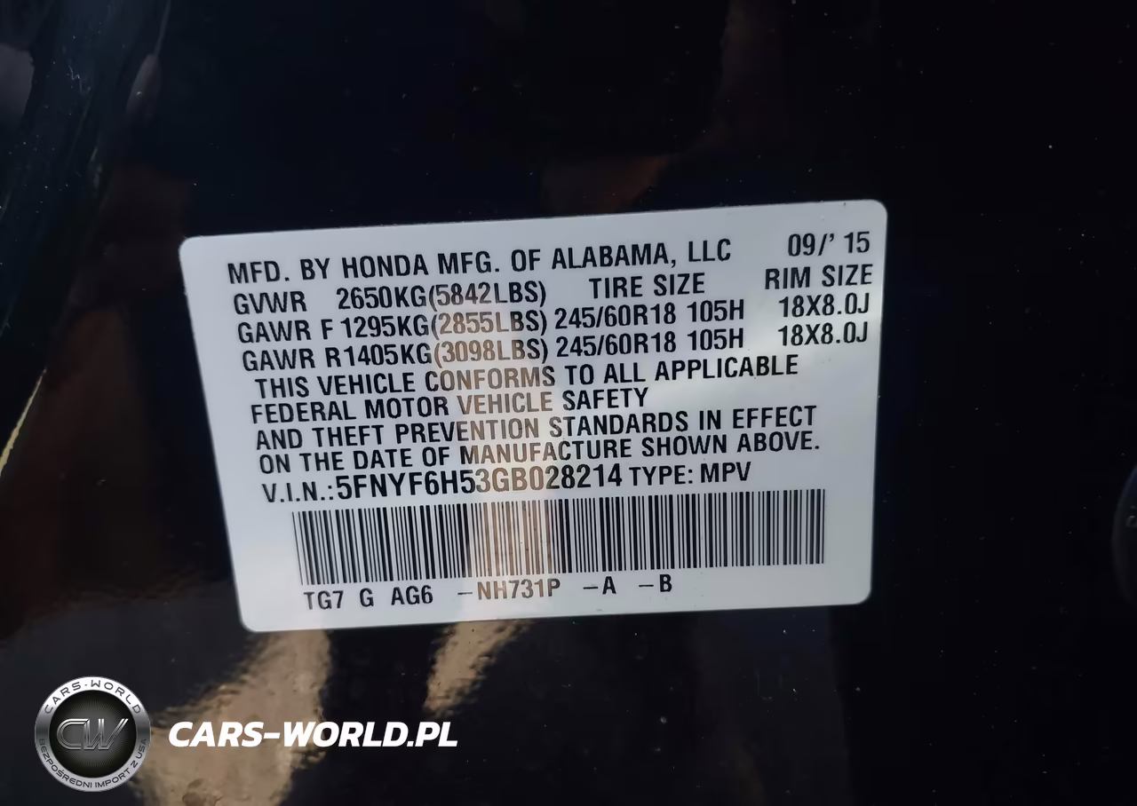 2016 Honda Pilot Ex-L VIN:5FNYF6H53GB028214 - 9
