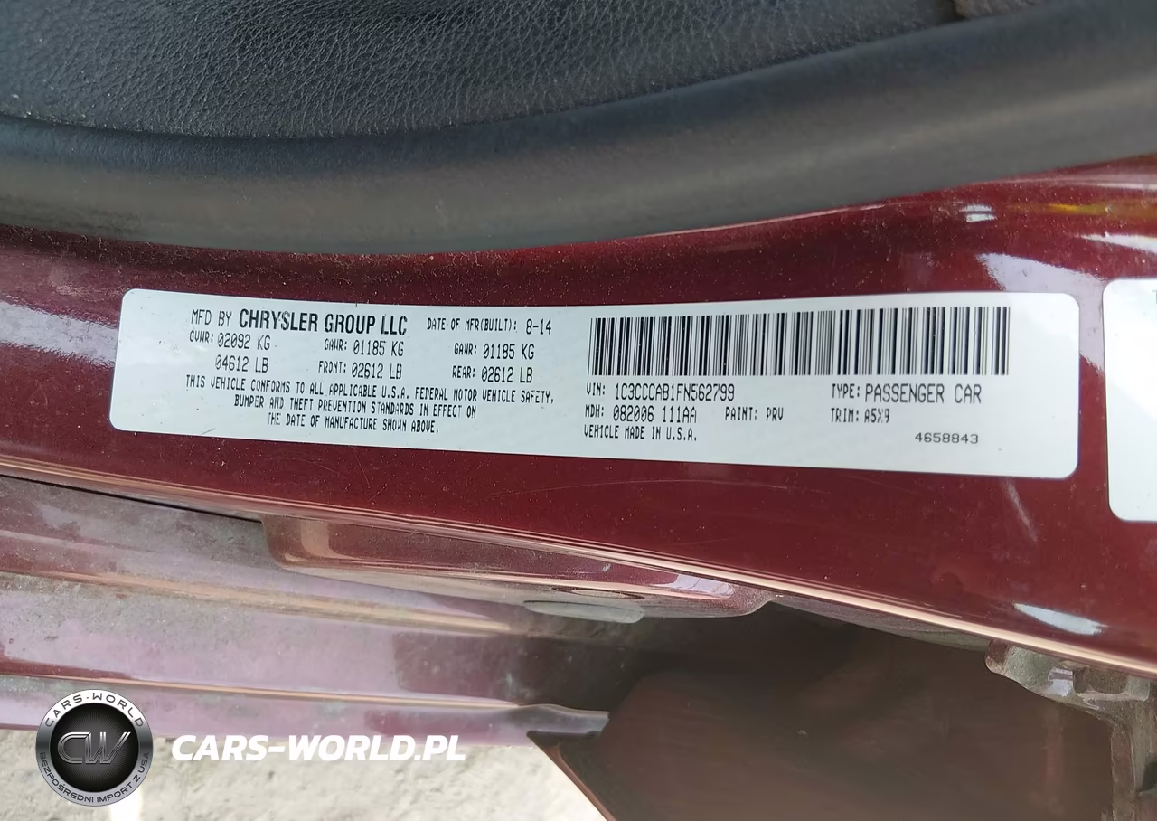 2015 Chrysler 200 Limited VIN:1C3CCCAB1FN562799 - 9