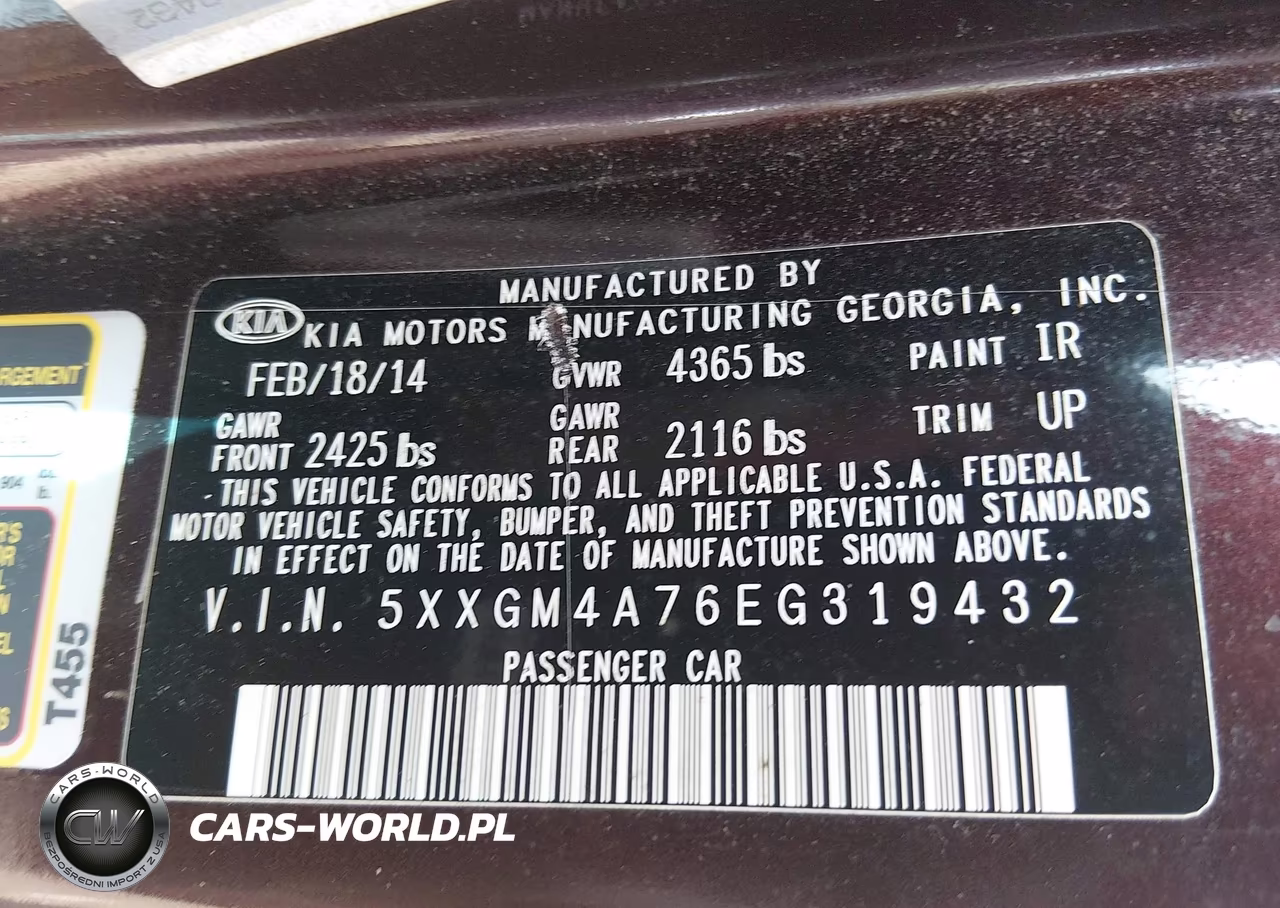 2014 Kia Optima Lx VIN:5XXGM4A76EG319432 - 9