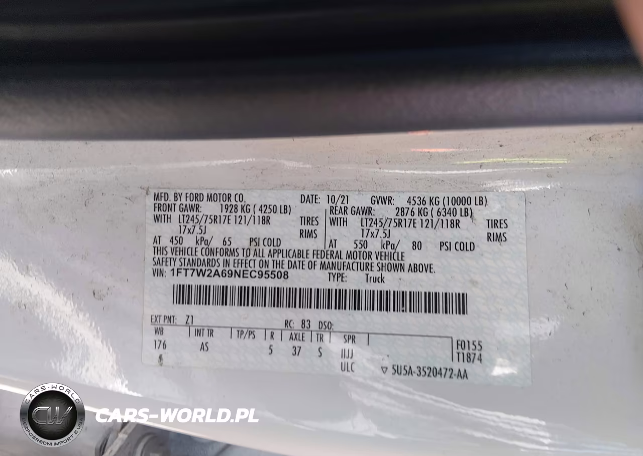 2022 Ford F-250 Xl VIN:1FT7W2A69NEC95508 - 9