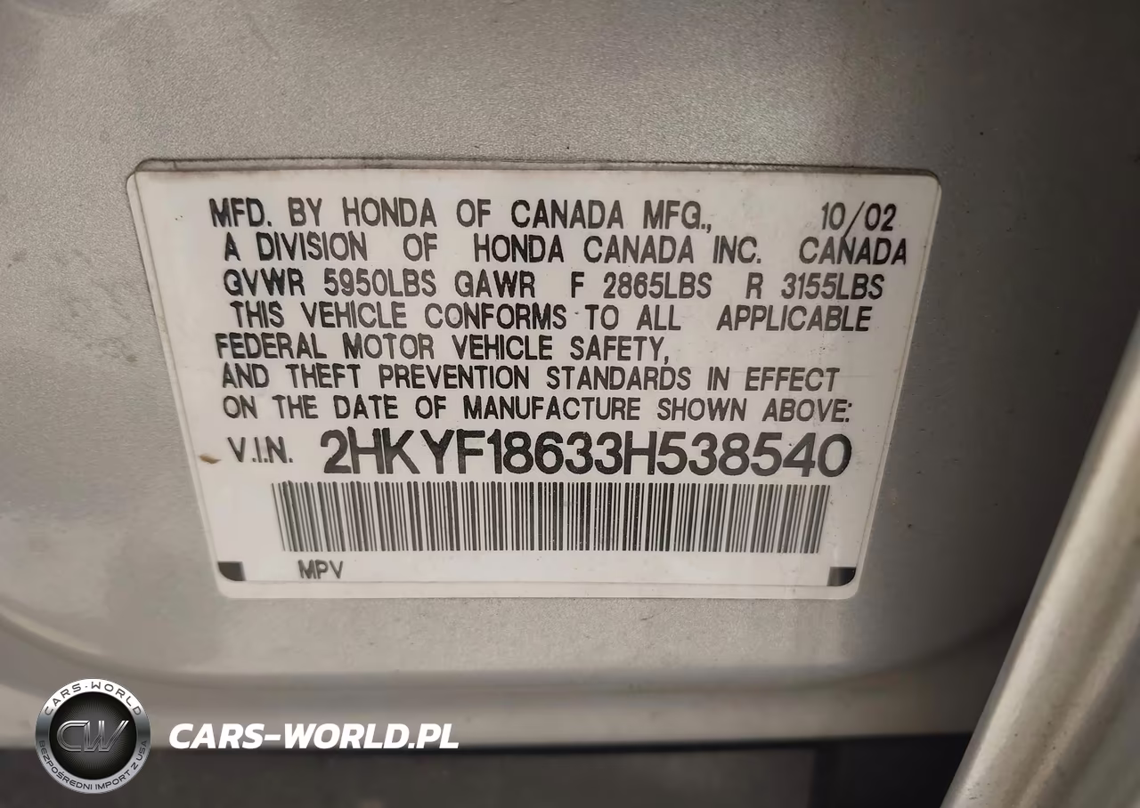 2003 Honda Pilot Ex-L VIN:2HKYF18633H538540 - 9