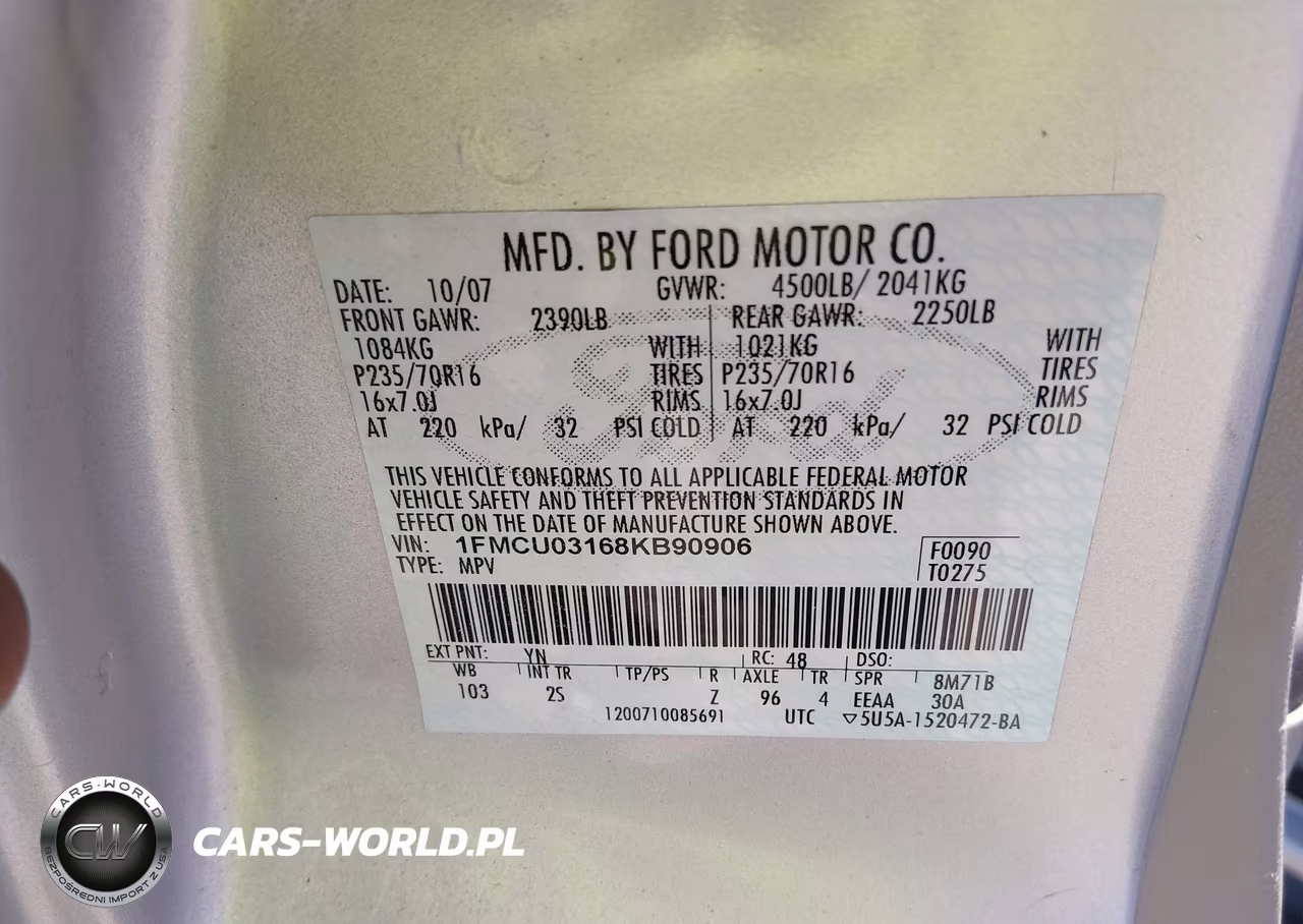 2008 Ford Escape Xlt VIN:1FMCU03168KB90906 - 9
